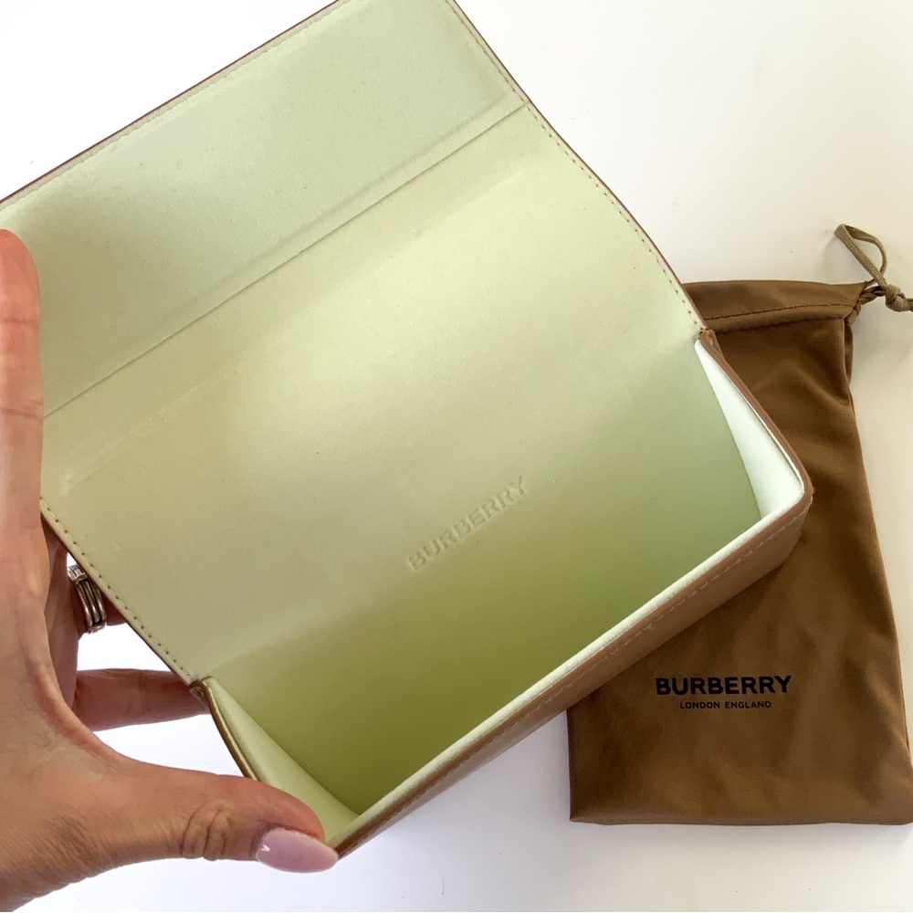Burberry Brown Leather Glasses Case and Bag